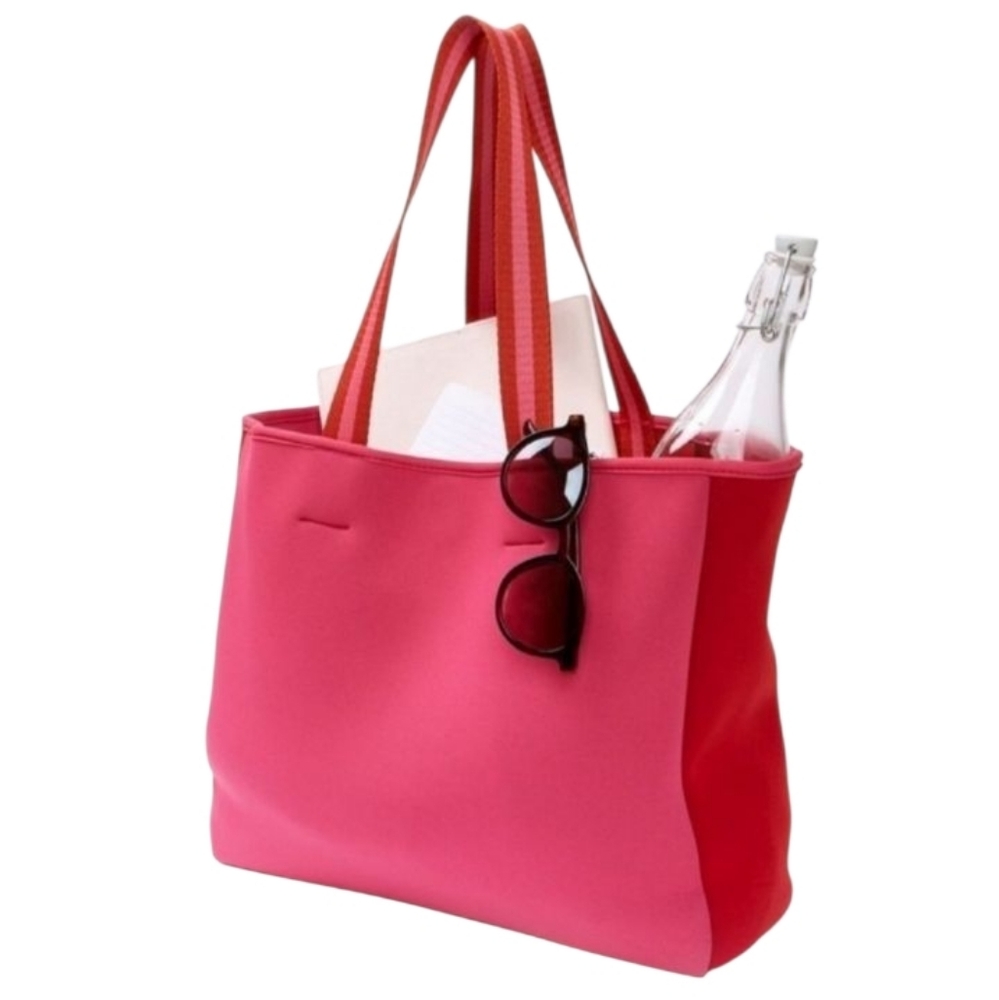 Summersalt Neoprene Tote Beach Bag Pink Red